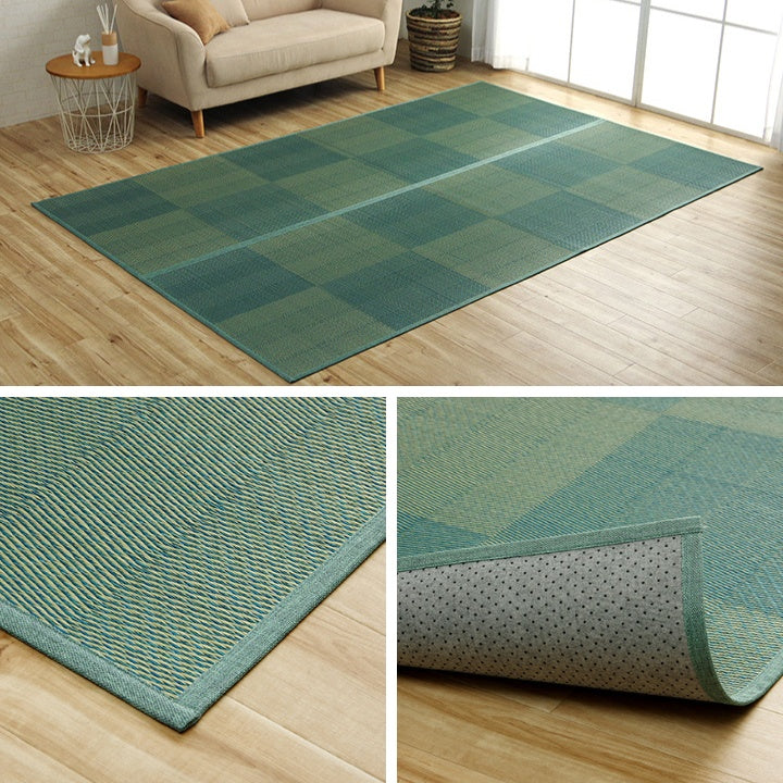 格子柄のい草カーペット 裏面不織布 本間サイズ