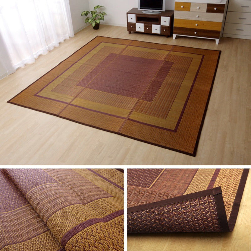 モダンデザインのい草ラグ 日本の職人により作られた和の美しさを持つ  江戸間サイズ ランクス