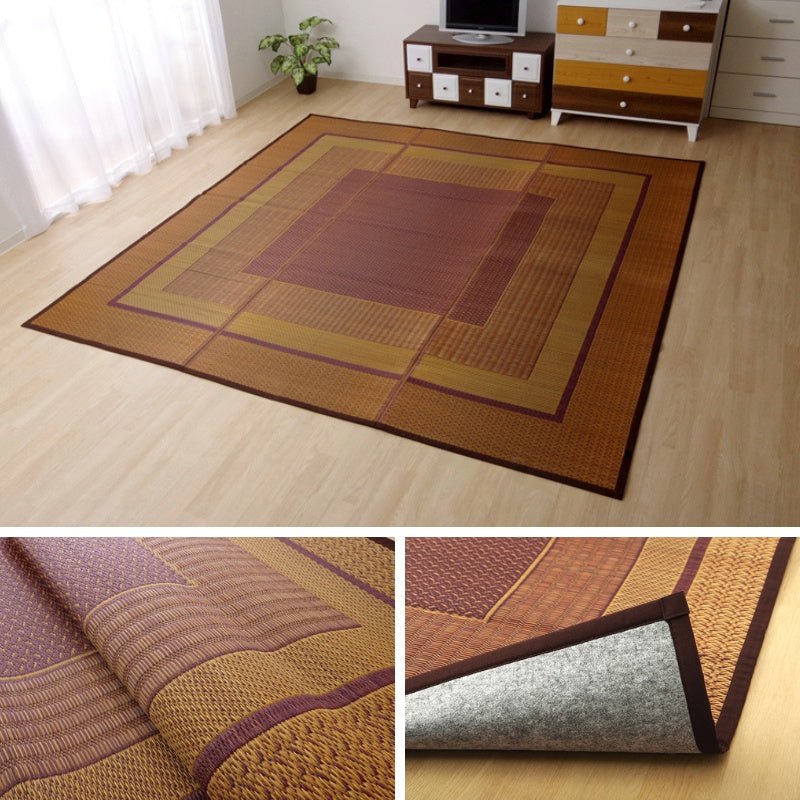 モダンデザインのい草花ござ 日本の職人により作られた和の美しさを持つ  江戸間サイズ 裏貼り加工 ランクス