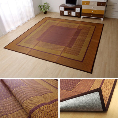 モダンデザインのい草花ござ 日本の職人により作られた和の美しさを持つ  江戸間サイズ 裏貼り加工 ランクス