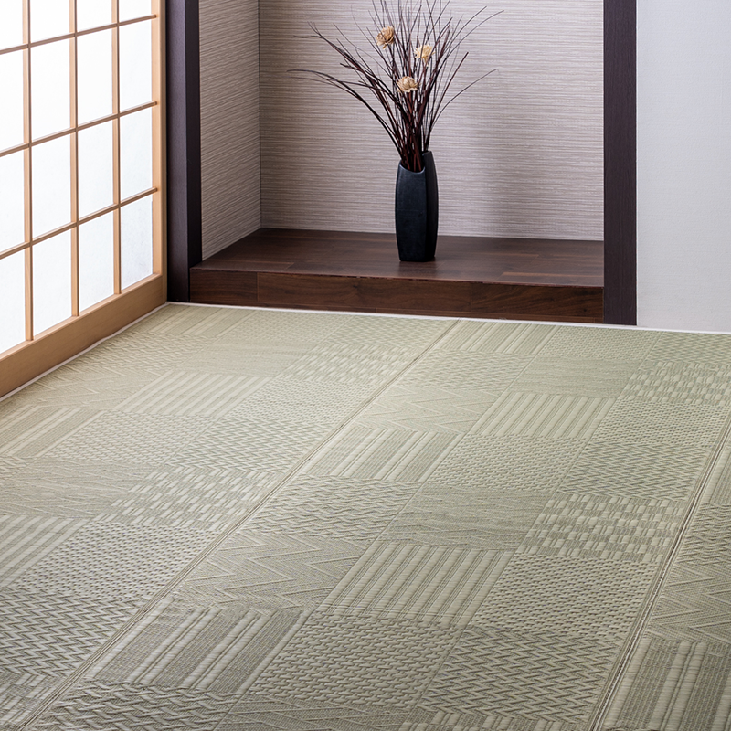 市松模様のい草上敷きカーペット 江戸間サイズ