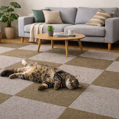 タイルカーペット ペットの足腰を守るクッション性 置くだけでズレない洗える吸着マット
