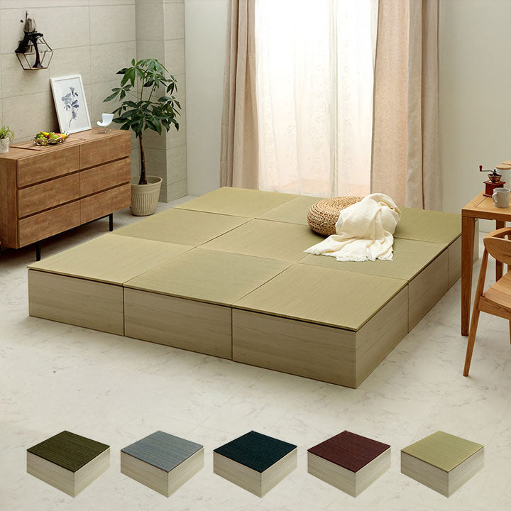 組み立て式のダンボール製小上がりと置き畳のセット 70×70×29.5cm(1セット：置き畳×1・小上がり×1)