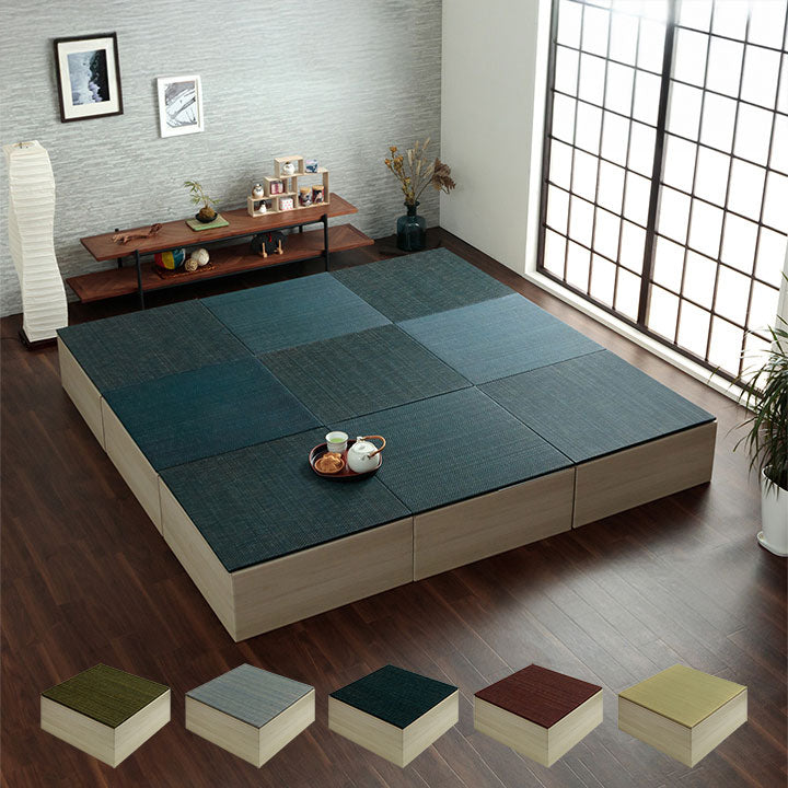 組み立て式のダンボール製小上がりと置き畳のセット 70×70×29.5cm(2セット：置き畳×2・小上がり×2)