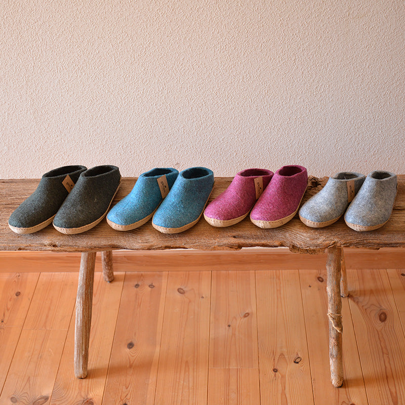 glerups SLIP-ON WITH LEATHER SOLE  - スリッポン ルームシューズ