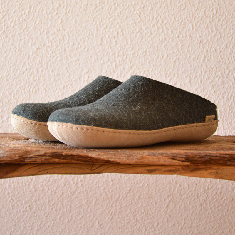 glerups SLIP-ON WITH LEATHER SOLE  - スリッポン ルームシューズ