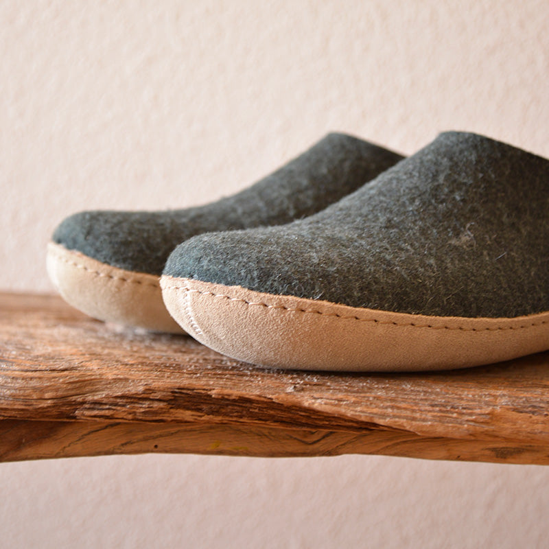 glerups SLIP-ON WITH LEATHER SOLE  - スリッポン ルームシューズ