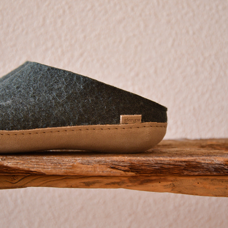 glerups SLIP-ON WITH LEATHER SOLE  - スリッポン ルームシューズ